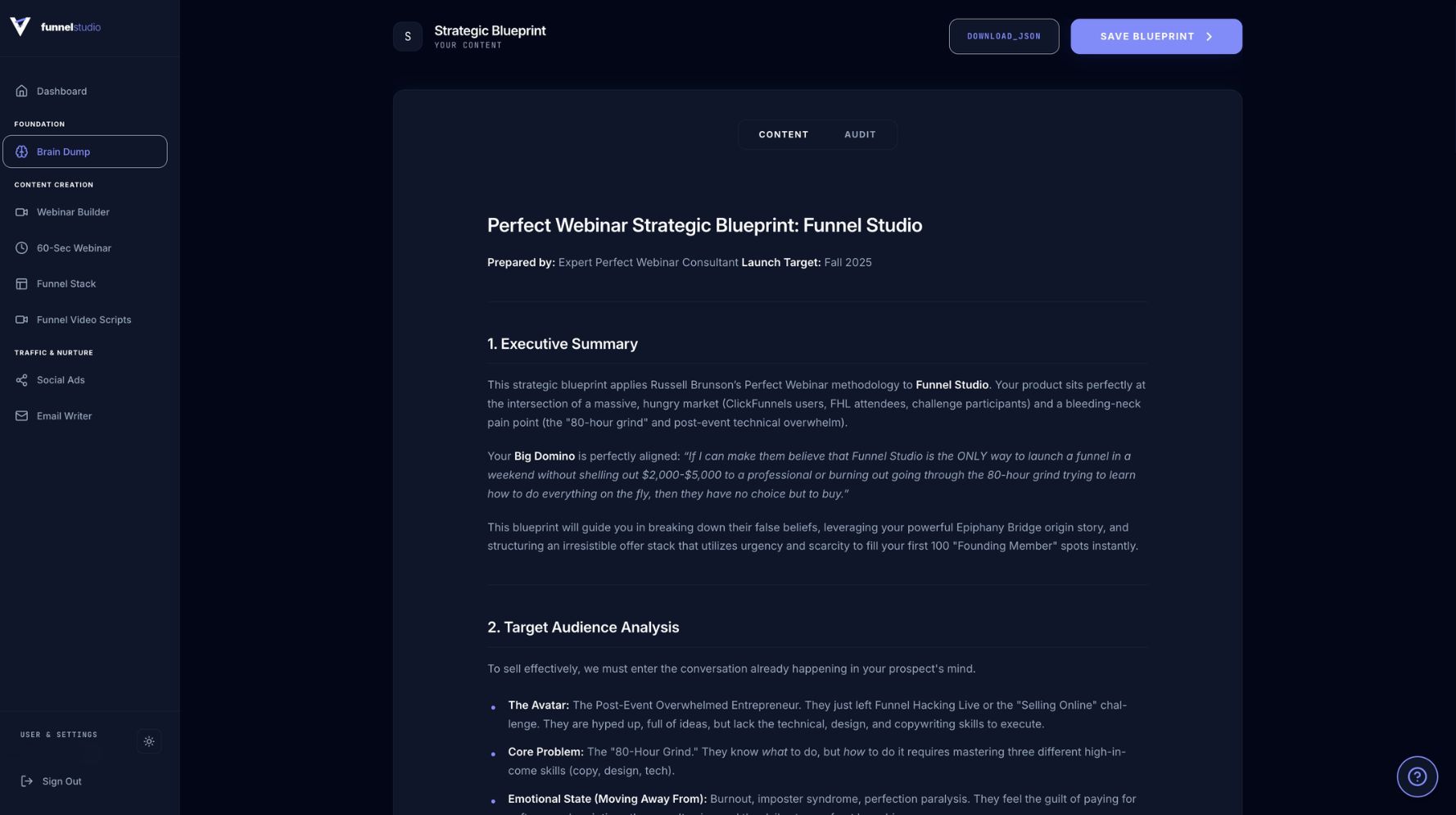 Strategic Blueprint document interface